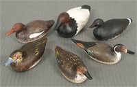 6 micro signed duck decoy figures - 3 3/4"