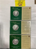 (3) WILD TURKEY HUNTING COINS IN PLASTIC CASES