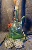 Green Blown Glass Wine Bottle Decantor