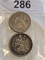 1877-S SEATED LIBERTY HALF DOLLAR & 1891 SEATED