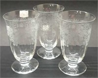 3 Elegant Glassware Footed Tumblers