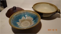 VARIETY OF MISC POTTERY PIECES LID, BOWL, POT