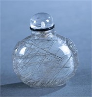 Chinese hair crystal snuff bottle.