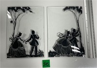 Vtg Silhoutte Bevel Glass Art-no frame