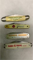 4 Vtg Adv Pocket Knives