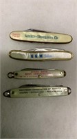 4 Vtg Adv Pocket Knives