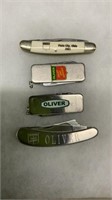 4 Vtg. Oliver Adv.  Pocket Knives