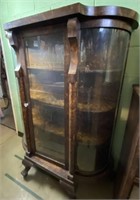 Antique Curved Glass Curio/China Cabinet
