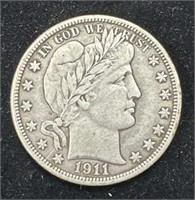 Silver 1911 Barber Half Dollar