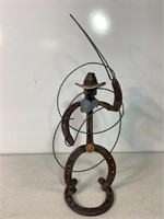 Cowboy Roper Made W/Horseshoe's, 16in Tall