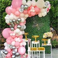 100pcs Pink Silver Balloons Garland Arch Kit 5