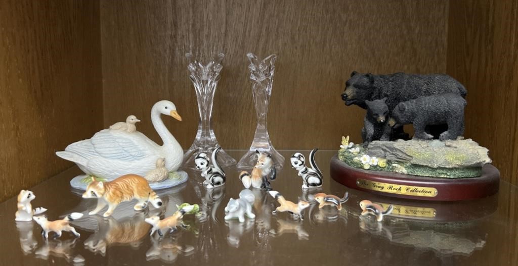 Miniature Ceramic Figures, Black Bear Figurine