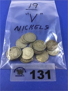 "V" NICKLES (19 coins)