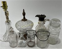 Antique Glass Jars, Dishes, Lamps & More
