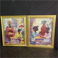 Pair of prints, African women by Uba