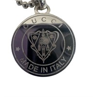 Gucci Sterling Silver Round Crest Necklace 18”