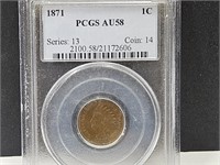 1871 Graded 1 cent PCGS AU 58