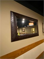 Long Rectangular Wall Hanging Mirror Brown Frame