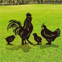 Metal Chicken Family Decorative Garden Stakes