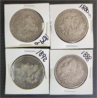 4 US Silver Morgan Dollars