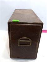 Small Wood Oak File Cabinet. 10" x 16 1/2" x 7"