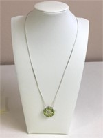 PERIDOT SLIDE PENDANT NECKLACE SILVER 925 18"