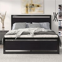 QUEEN BED FRAME W/HEADBOARD, BLACK