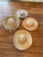 4 straw style hats