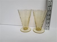 Depression Glass 2 Madrid 12 Oz. Footed Tumblers