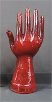 Vintage Red Glass Hand Store Display 7.75"h