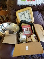 Box lot of misc items:. Stainless steel box,