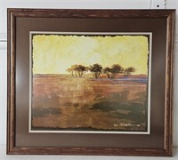 (AS) Desert Landscape By W Krocker 30" By 26".