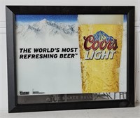 (AN) Coors Light Framed Mirror 32" By 26".