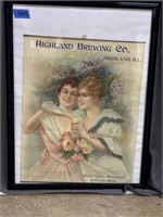 Highland Brewing Company embossed litho beer adver
