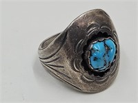Sterling & Turquoise Native American Ring Sz 10.5