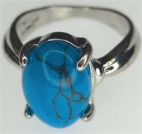 925 stamped turquoise style ring size 6.75