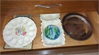 serving tray and plates drawer lot