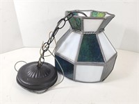 VINTAGE Stained Glass Octagon HangingLight Fixture