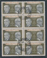 MAURITIUS #463 BLOCK OF 8 USED VF