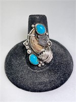 Sterling Signed "Robert Begay" Turq Claw Ring