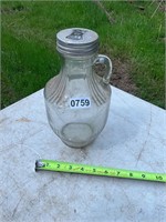Vintage Half Gallon glass jug with lid