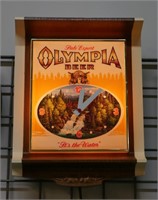 1960's Olympia Beer Light Up Clock Sign