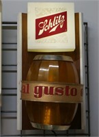 1960's Schlitz Lighted Beer Sign Rotating Barrel