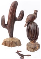 Art Vintage Ironwood Cacti & Eagle Sculptures