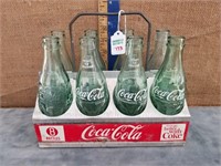 COCO COLA METAL CARRIER W/ 8 BOTTLES