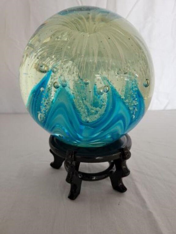 LARGE BLOWN GLASS PAPER WEIGHT