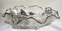 Vintage Glass Footed Bowl w/ silver overlay