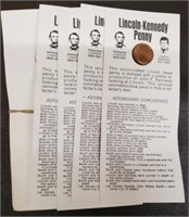 Lot of 15 Lincoln/Kennedy Pennies w/ Fact Sheet