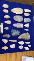 12 x 16 display of authentic arrowheads,