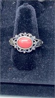 Pink stone sterling ring stamped 925 size 9